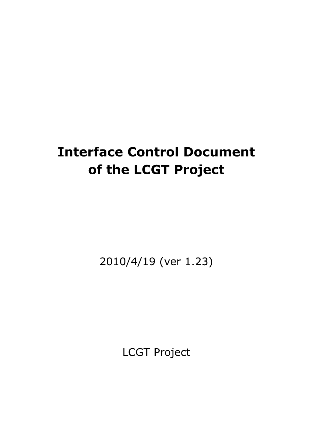 Interface Control Document LCGT Project