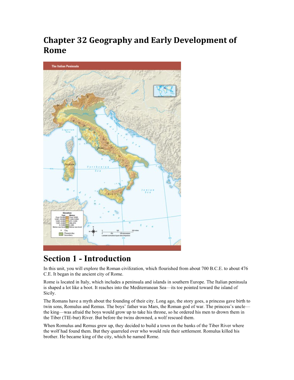 Chapter 32 Geography and Early Development of Rome