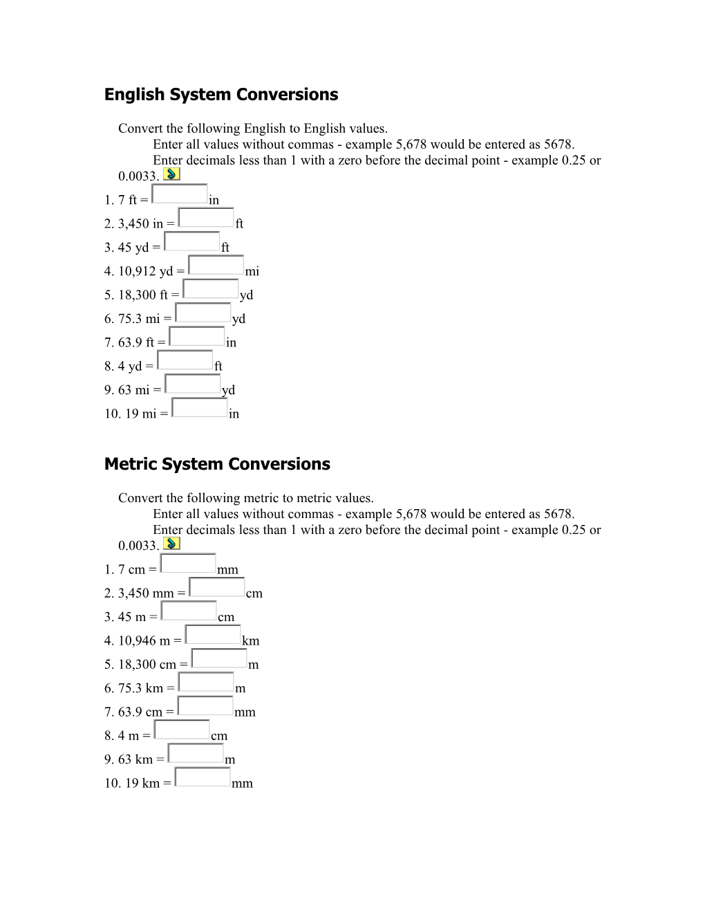 English System Conversions