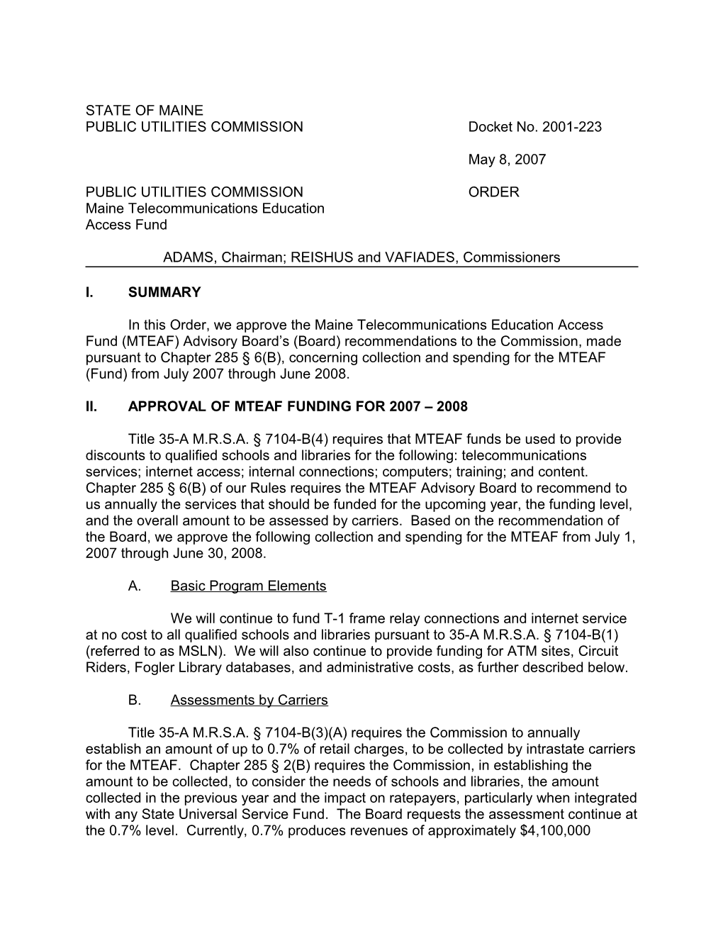 MSLN/MTEAF Annual Order