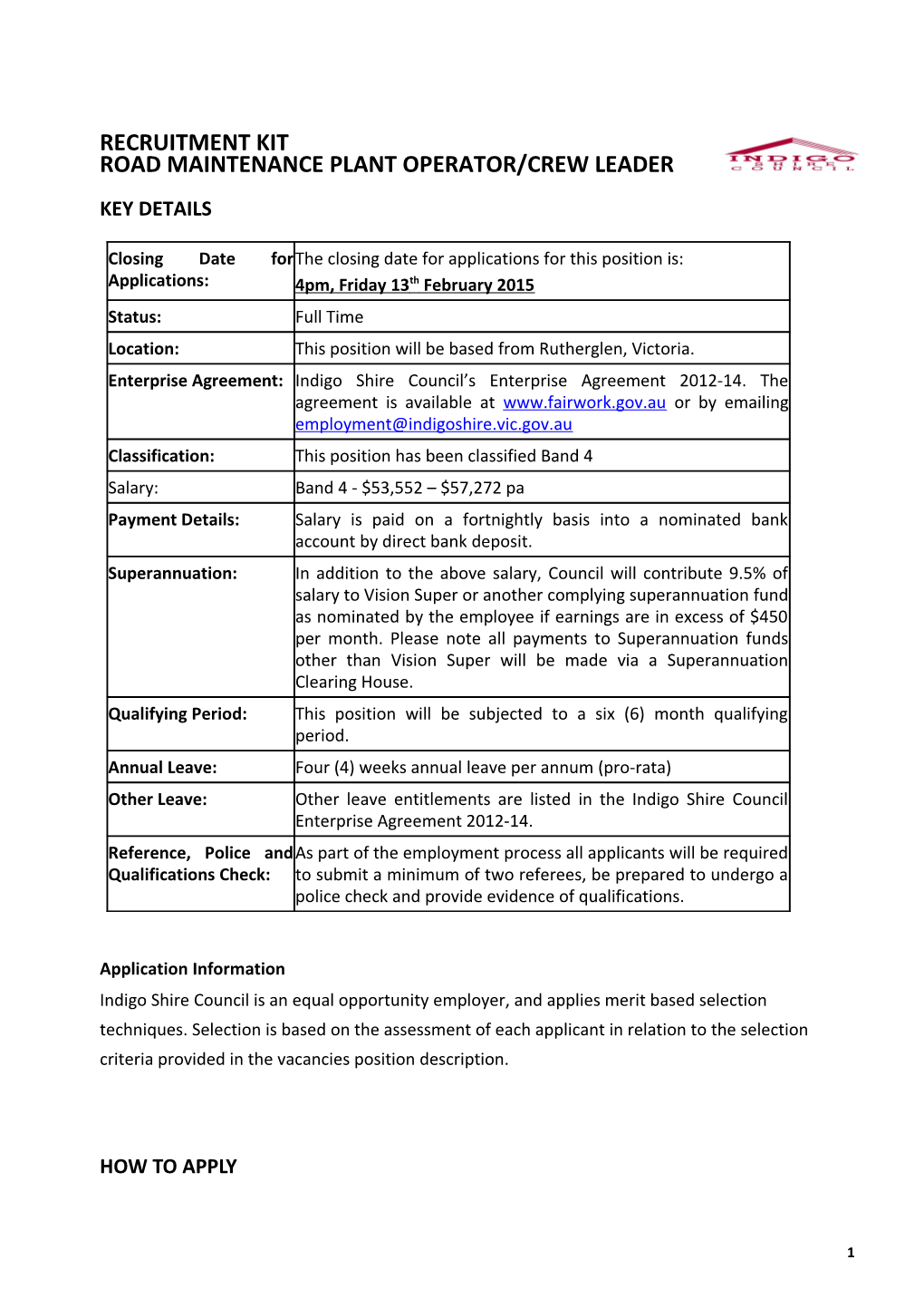 Road Maintenance Plant Operator/Crew Leader