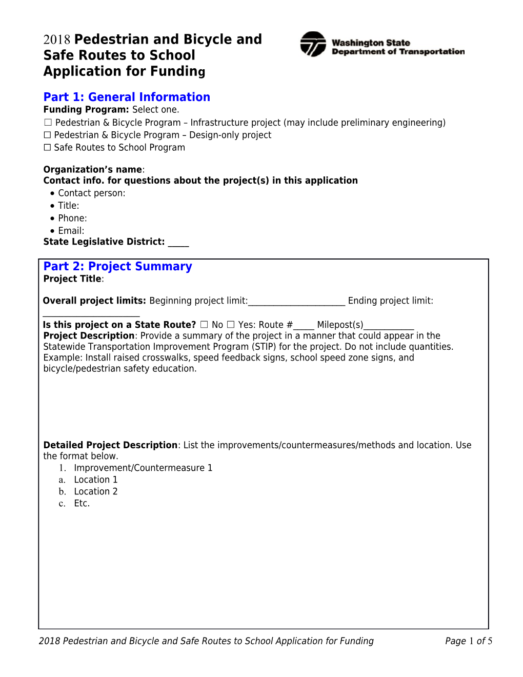 Ped Bike SRTS Application 2018