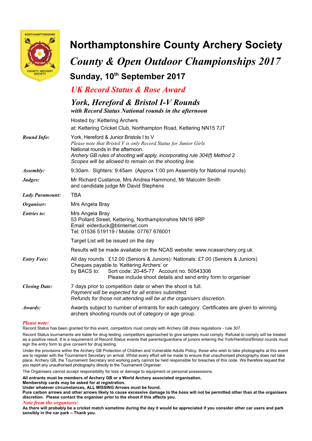 County & Open Outdoor Championships 2017