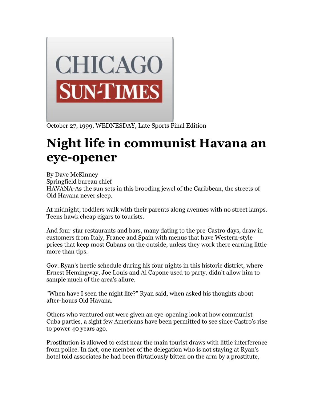 Night Life in Communist Havana an Eye-Opener