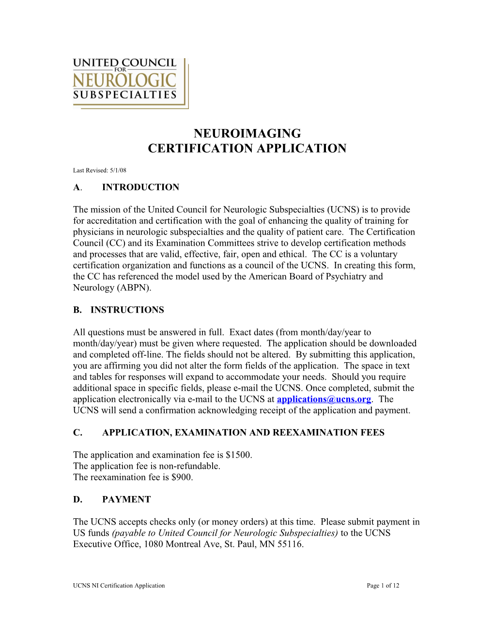 Certification Application