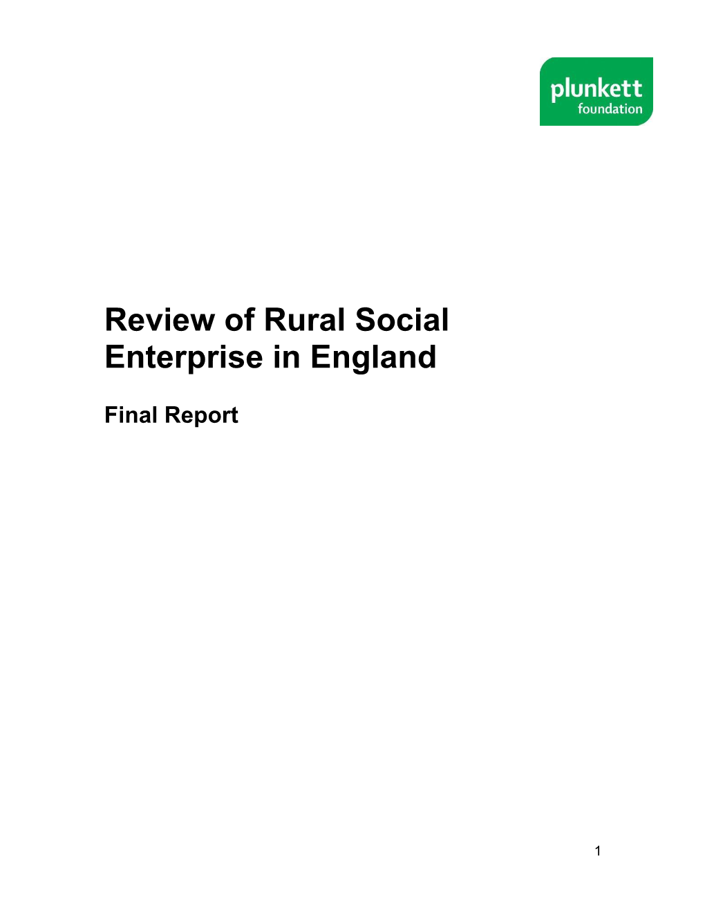 Review of Rural Social Enterprise in England