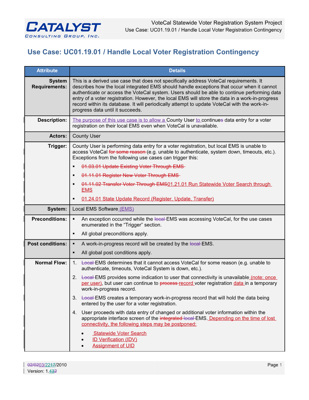 Use Case: UC01.19.01 / Handle Local Voter Registration Contingency