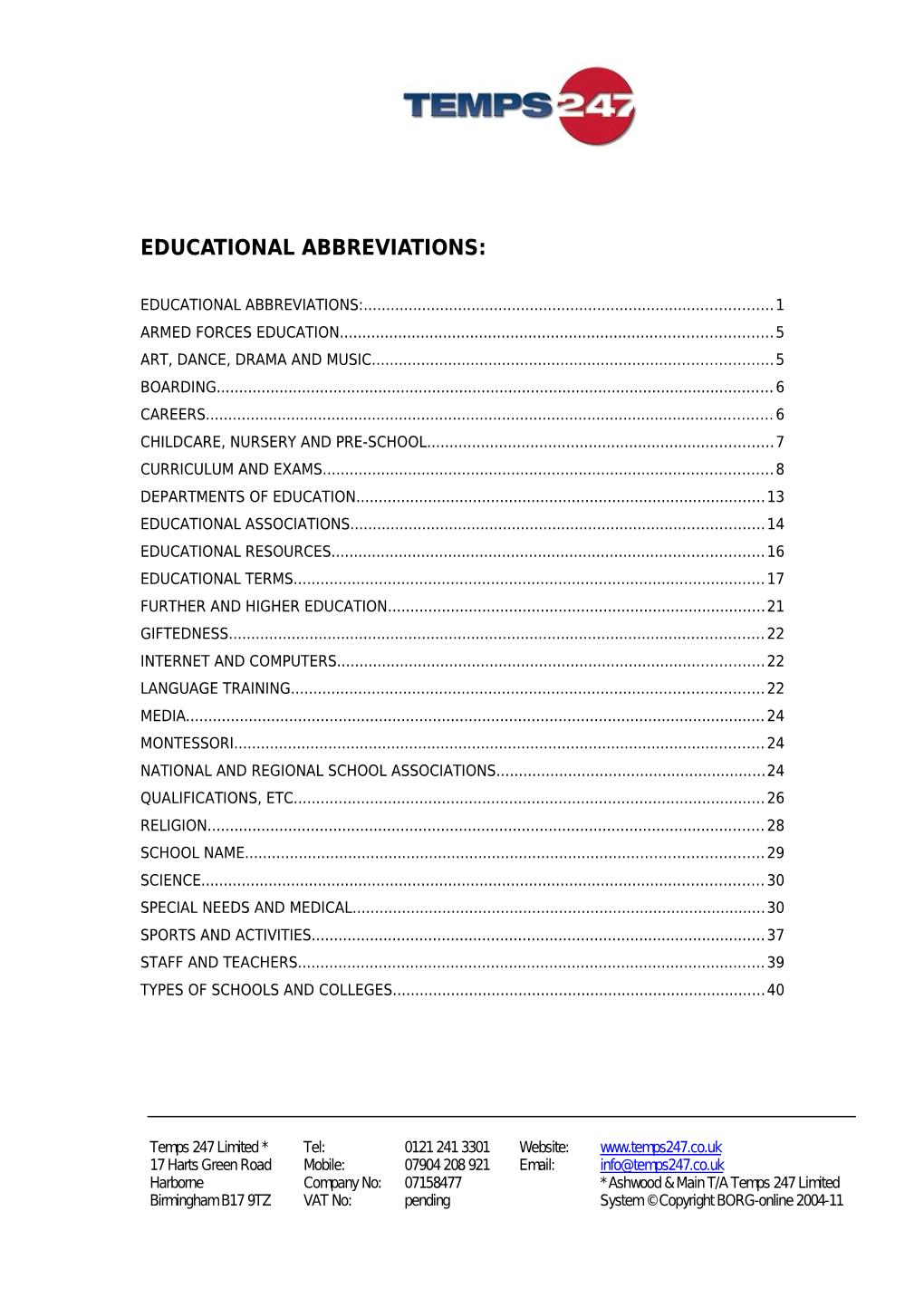 Educational Abbreviations