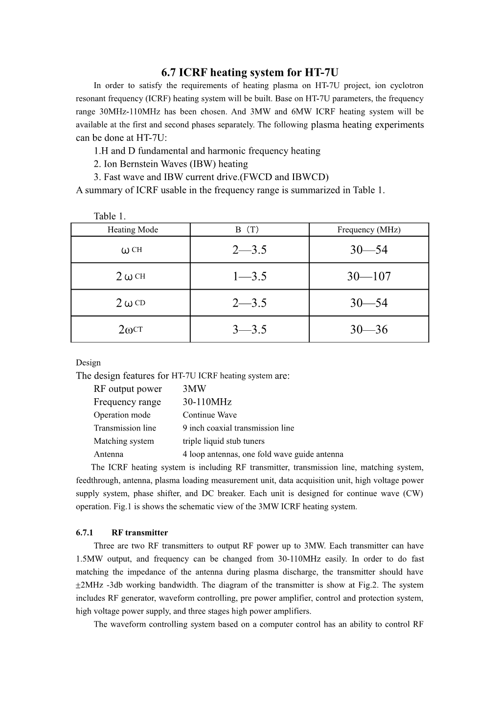 ICRF Heating System for HT-7 Upgrade