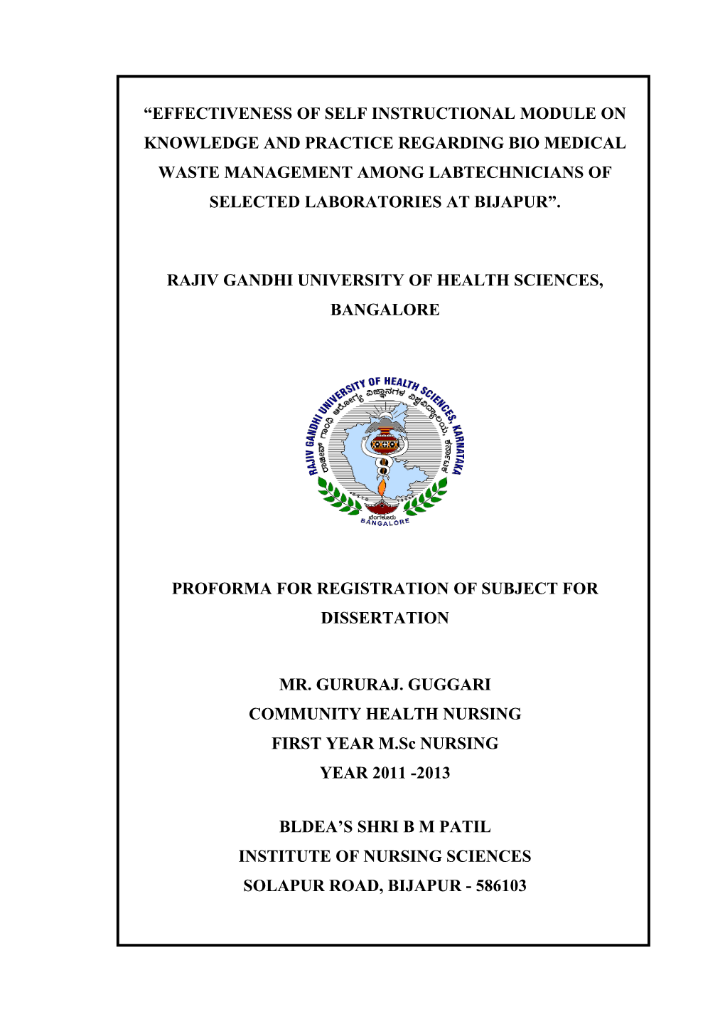 Rajiv Gandhi University of Health Sciences s159