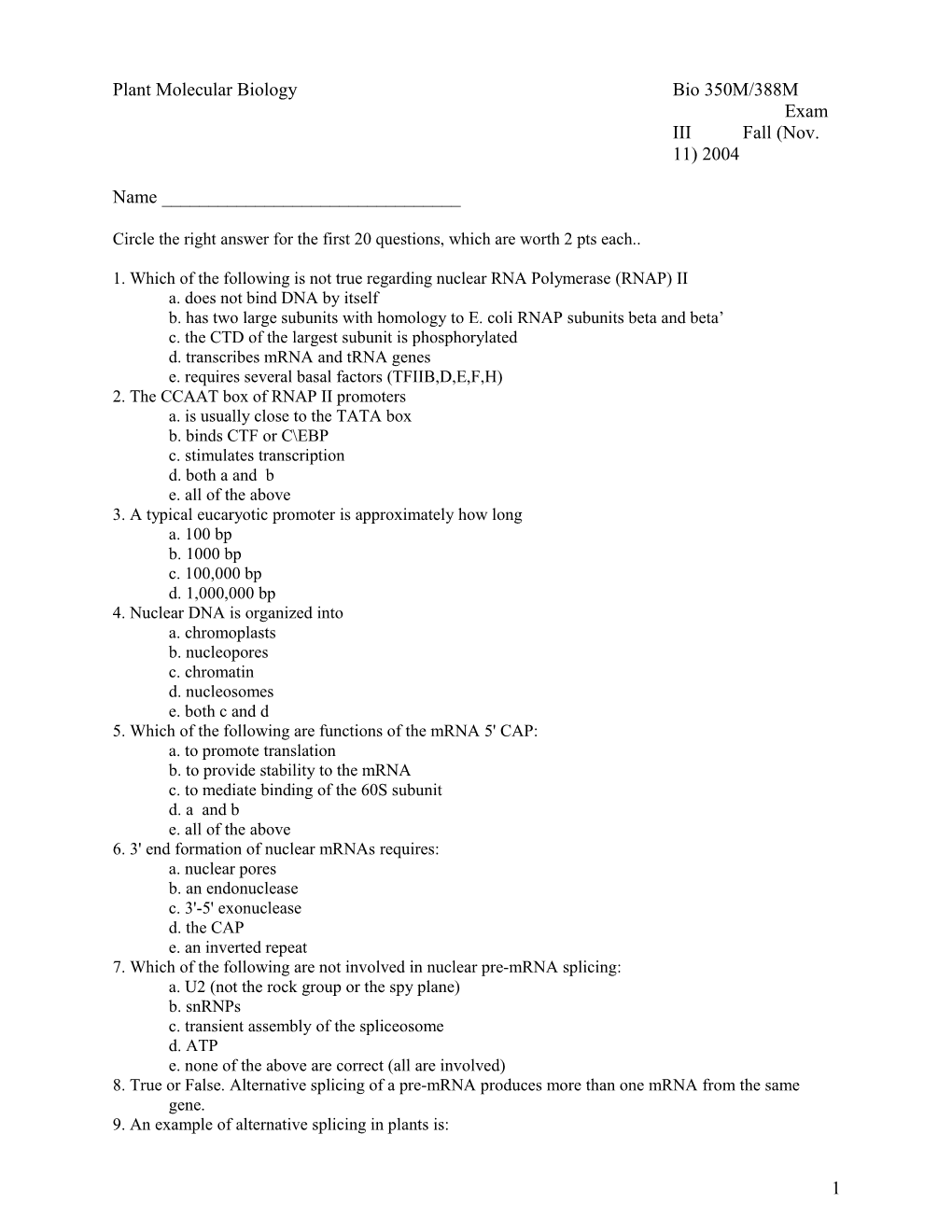 Plant Molecular Biology