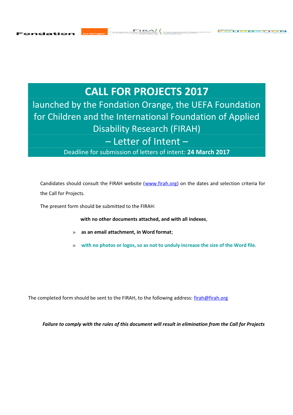 Call for Projects 2017
