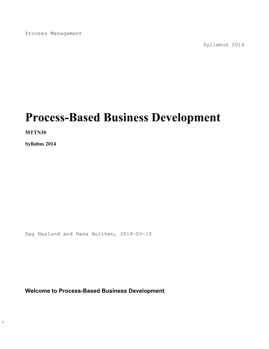 Process-Based Business Development