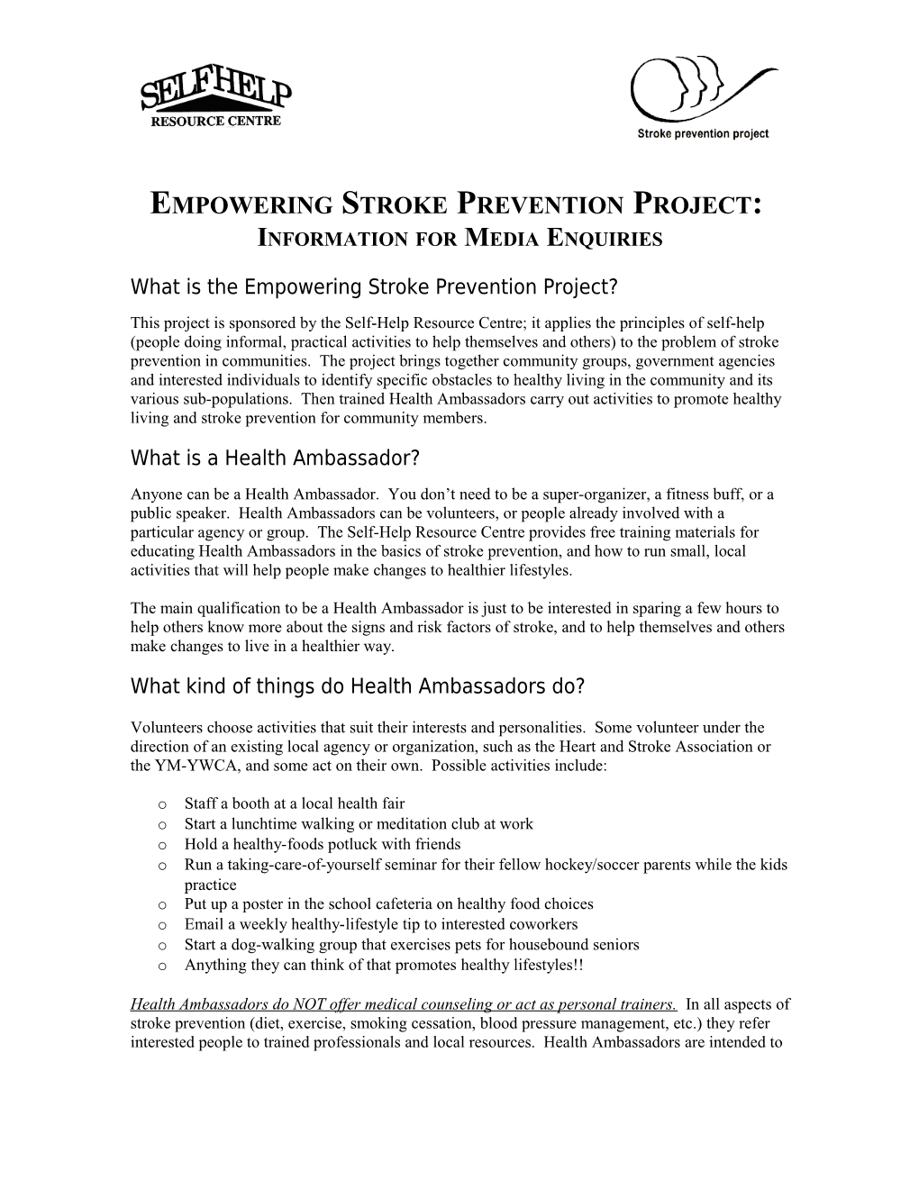 What Is the Empowering Stroke Prevention Project