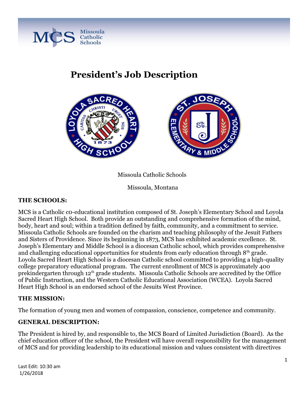President S Job Description