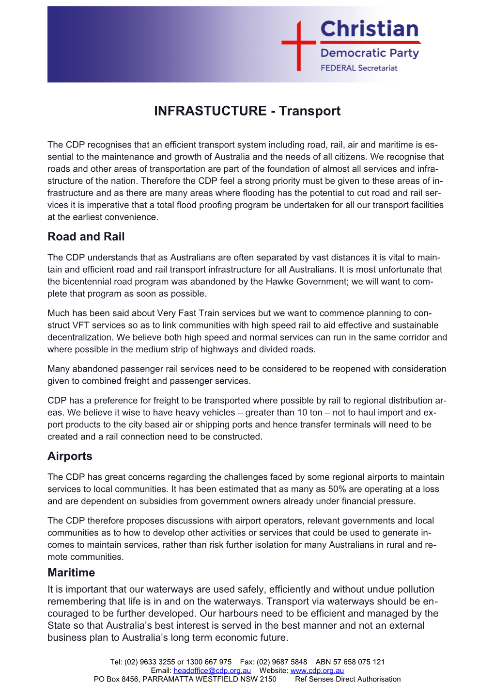 INFRASTUCTURE - Transport