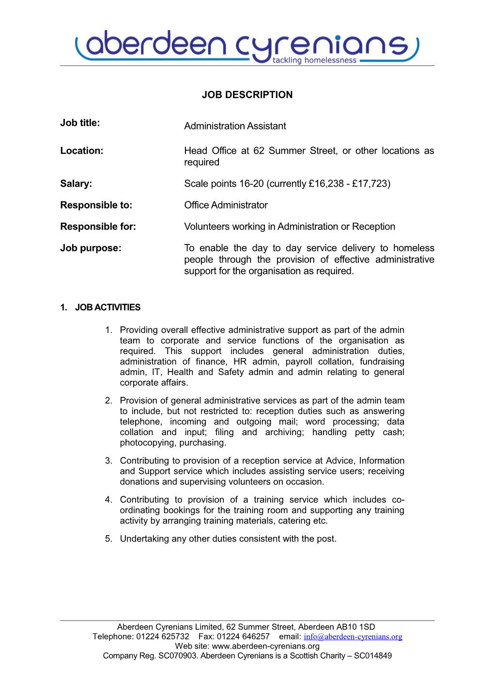 Job Description Administration Assistantjanuary 2016