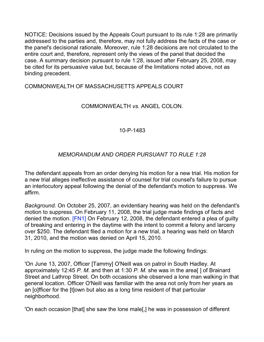 Memorandum and Order Pursuant to Rule 1:28