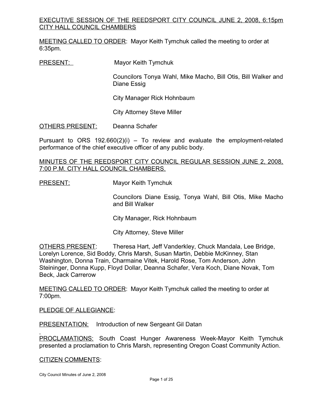 Minutes of the Reedsport City Council Regular Session April 5, 2004, 7:00 P s2