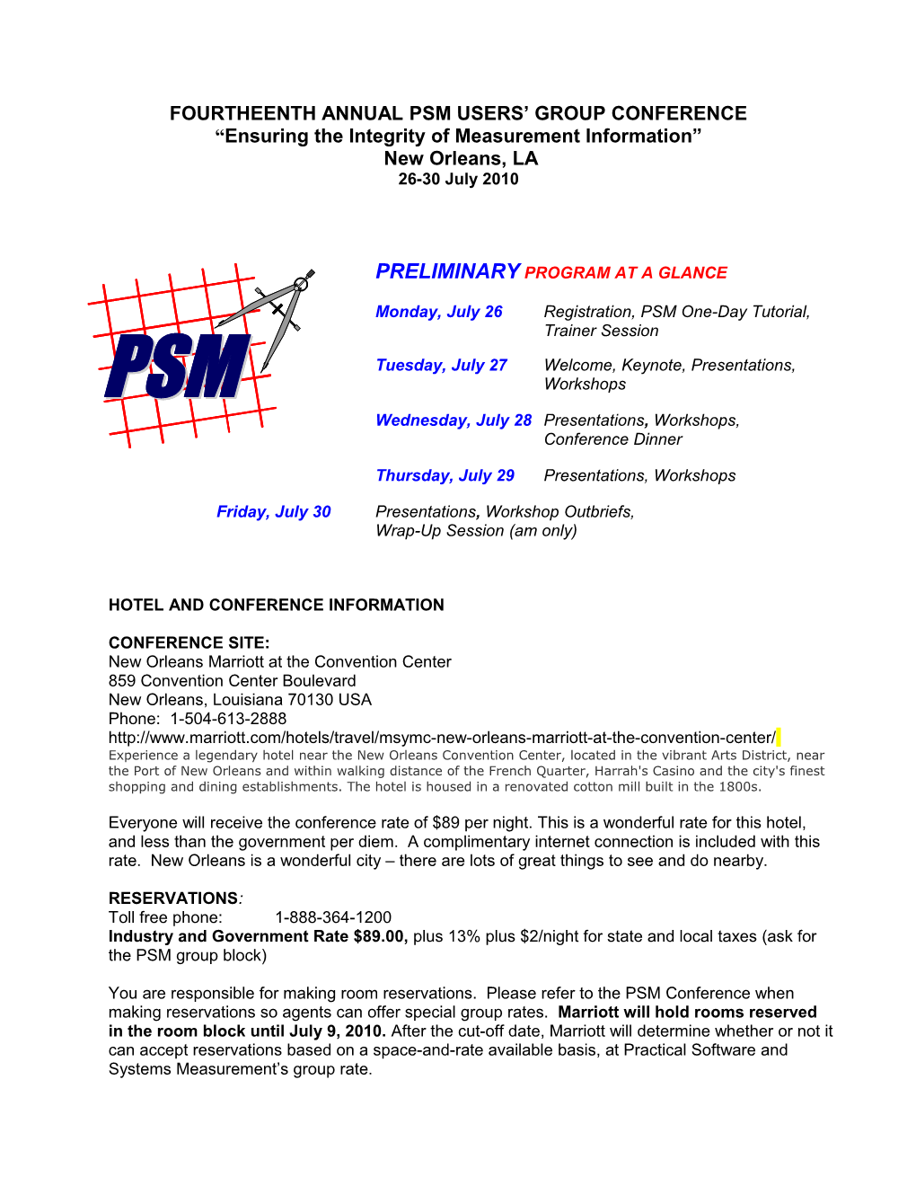 Fifth Annual Psm Users Group Conference