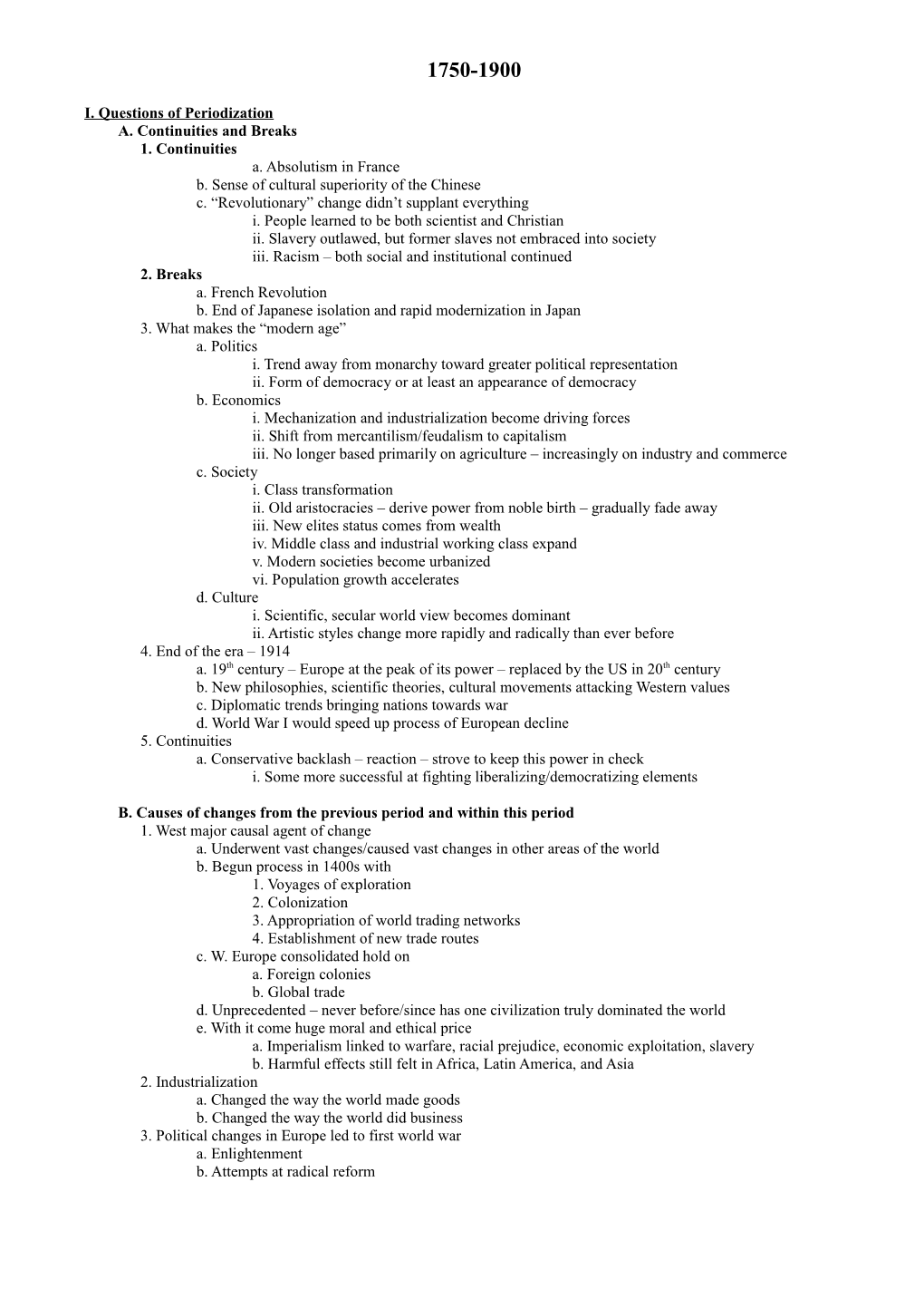 I. Questions of Periodization