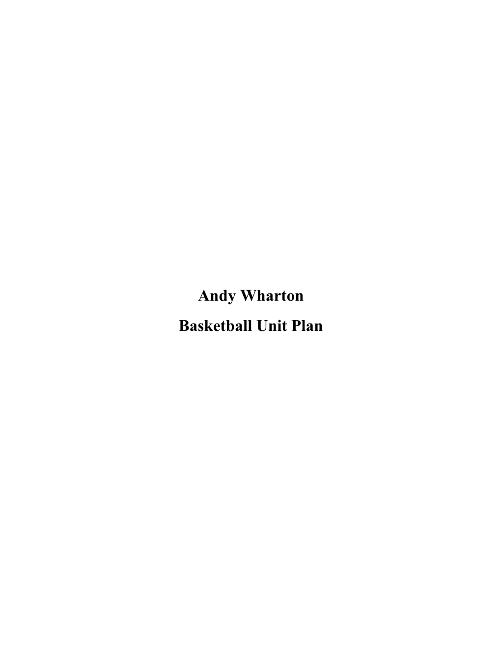 Basketball Unit Plan