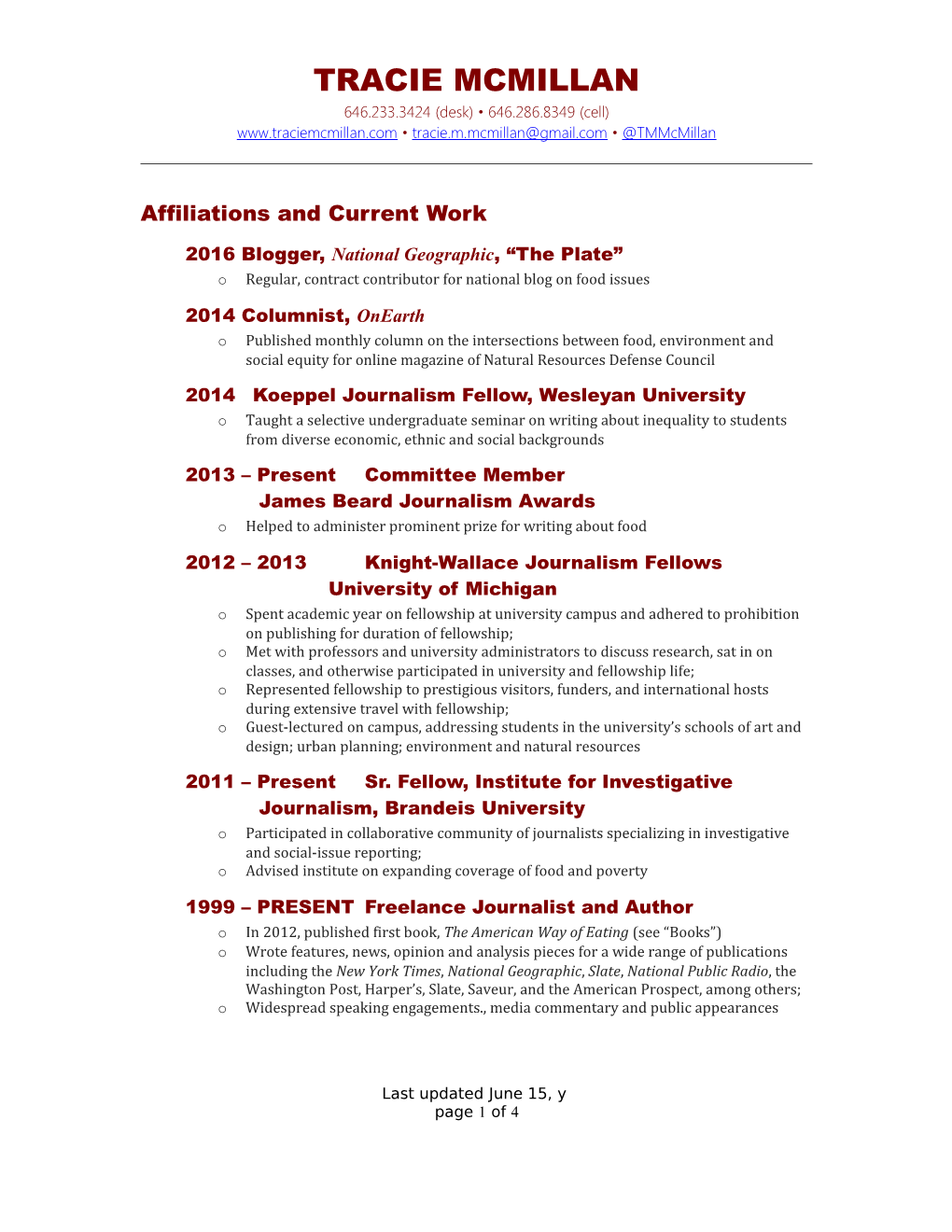 Affiliations and Current Work