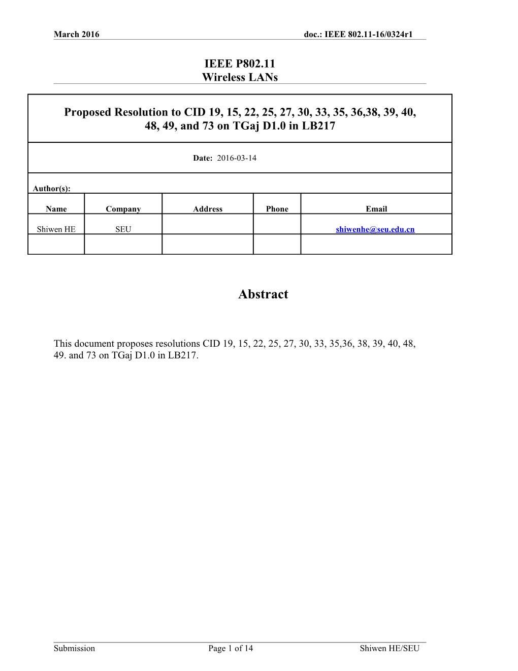 Comment Resolution Part 1 s2