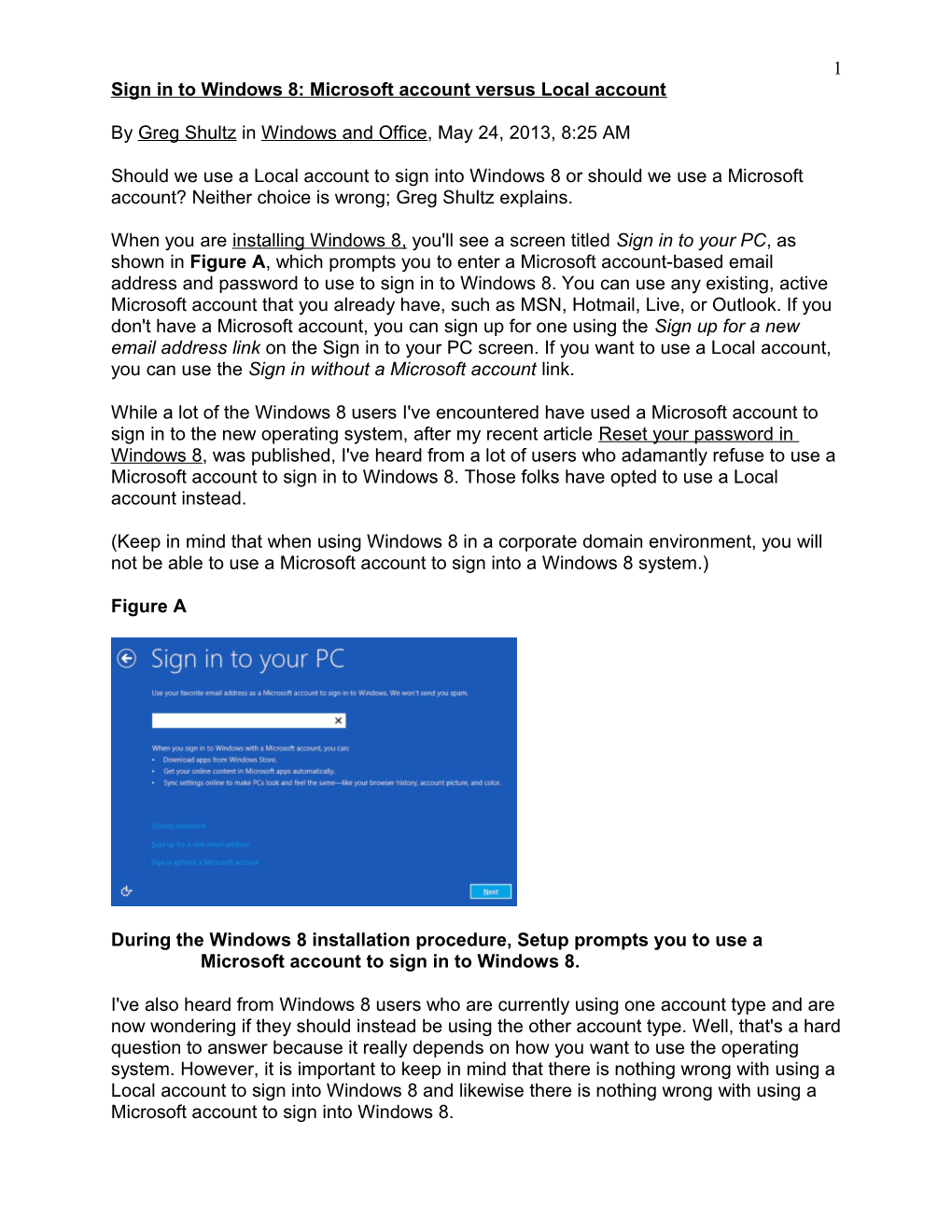 Sign in to Windows 8: Microsoft Account Versus Local Account