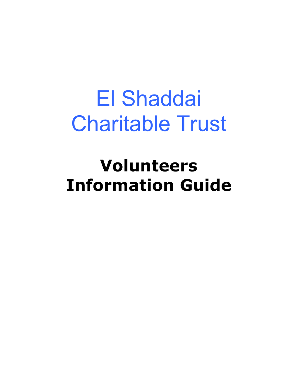 Page 1 El Shaddai History - Founders & Trustees