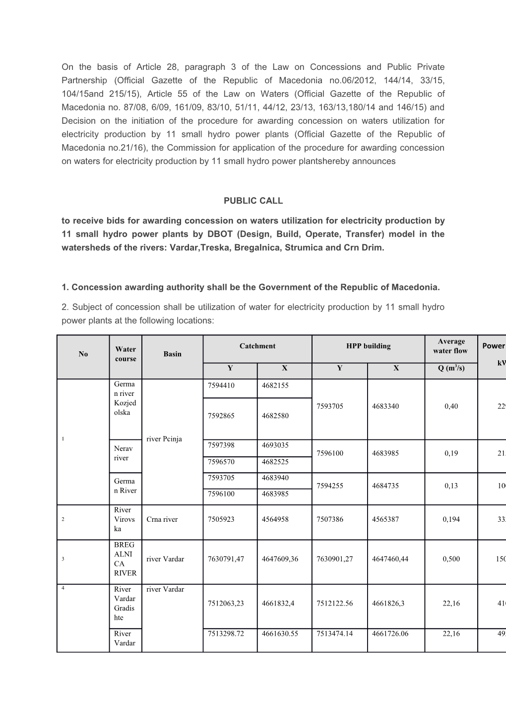 On the Basis of Article 28, Paragraph 3 of the Law on Concessions and Public Private Partnership