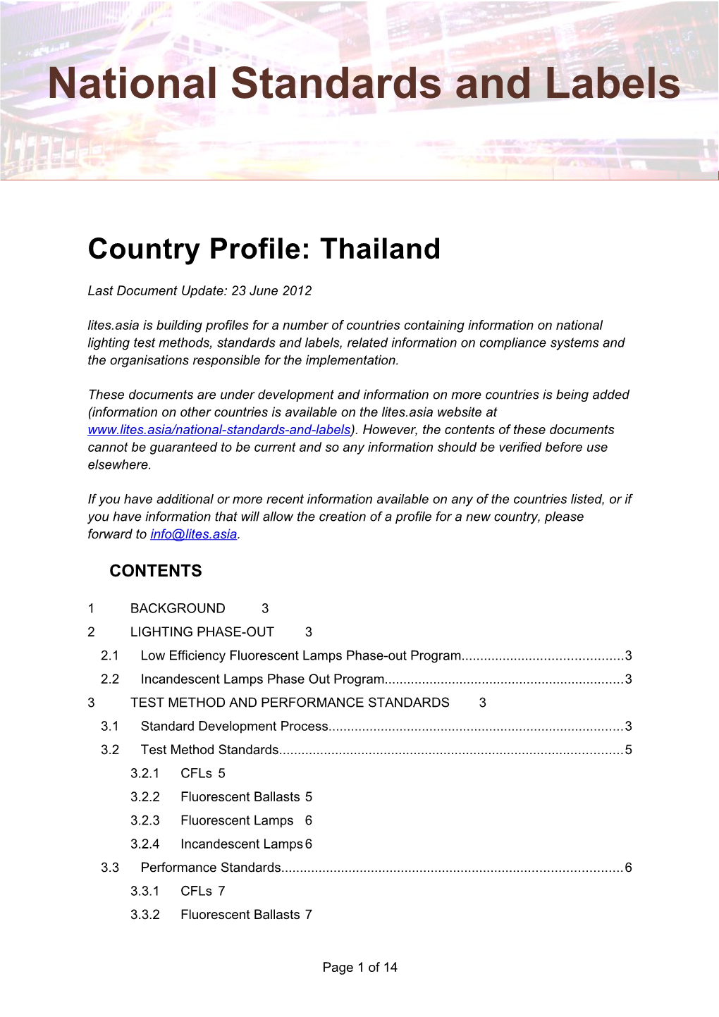 Country Profile: Thailand