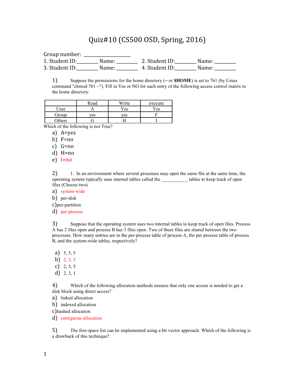 Quiz#10 (CS500 OSD, Spring, 2016)