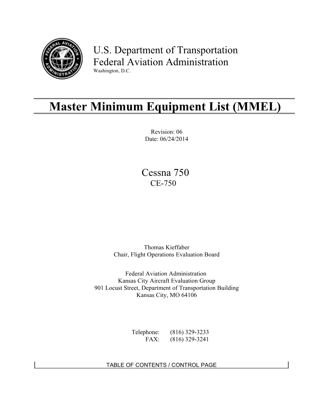 The Applicable Preamble Must Be Inserted in the Operator S MEL from Current FAA Policy