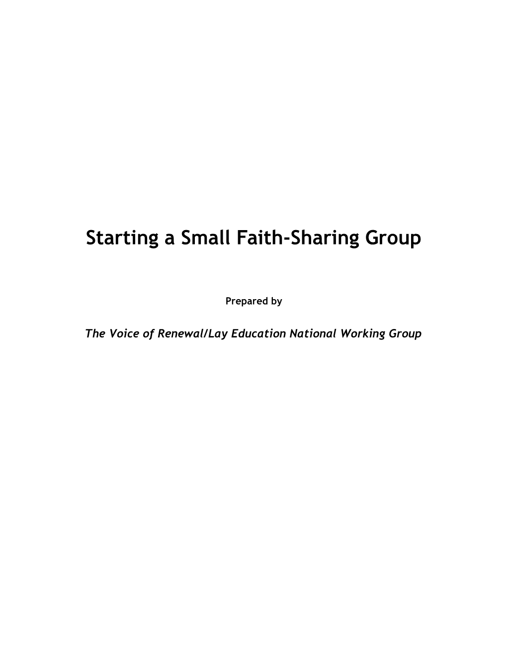 Starting a Small Faith-Sharing Group