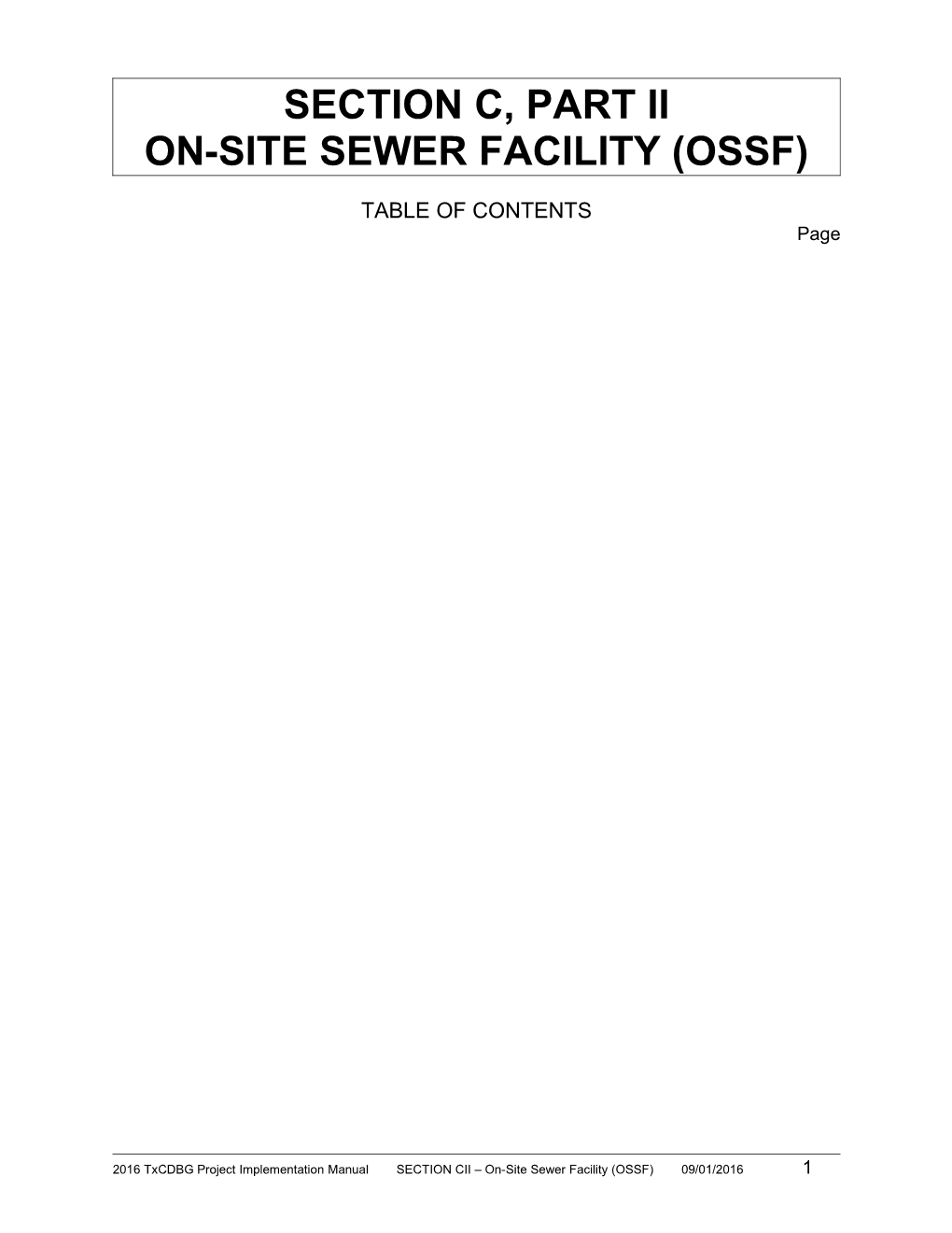 On-Site Sewer Facility (Ossf)