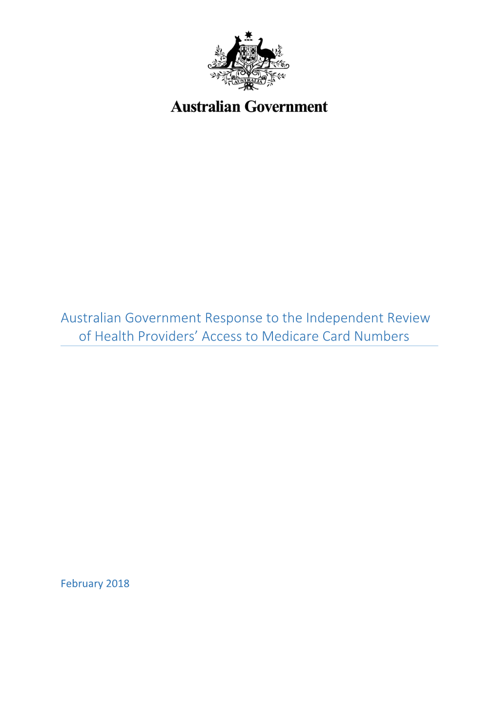 Australian Government Response to the Independent Review of Health Providers' Access To