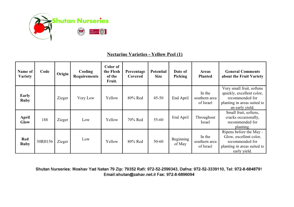 Nectarine Varieties - Yellow Peel (1)