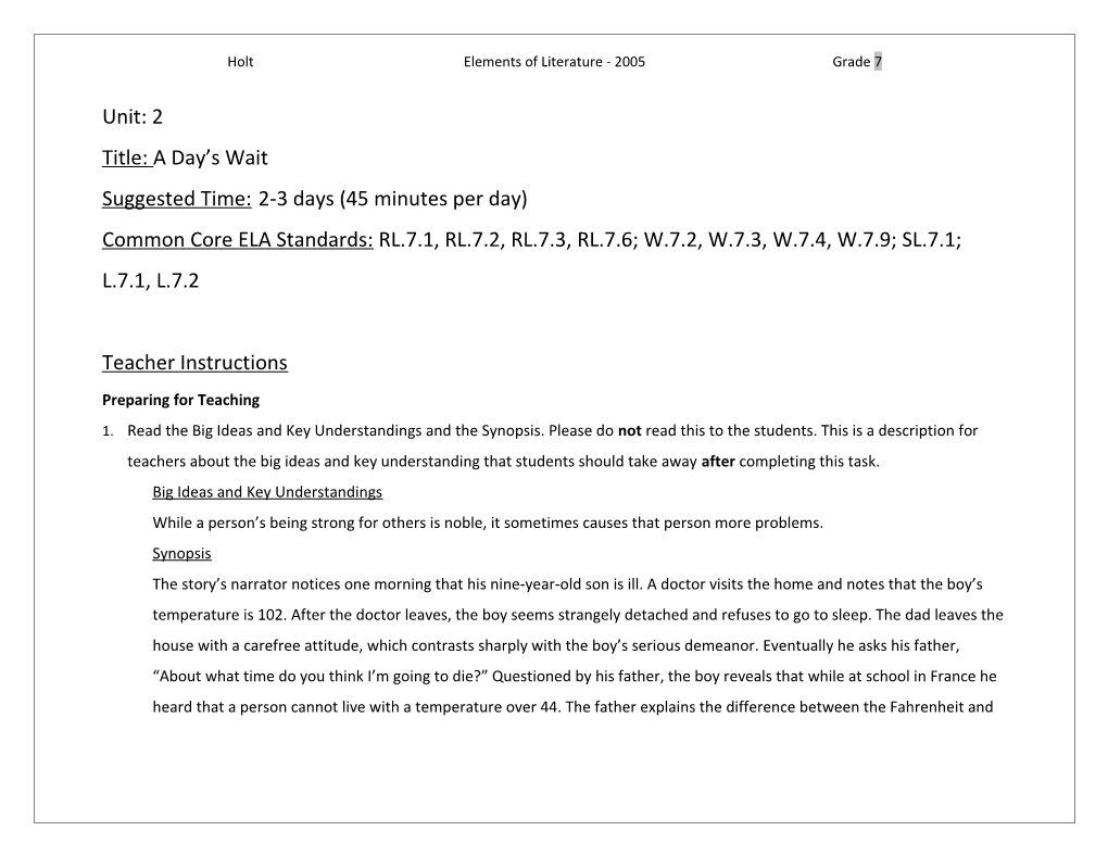 Holt Elements of Literature - 2005 Grade 7