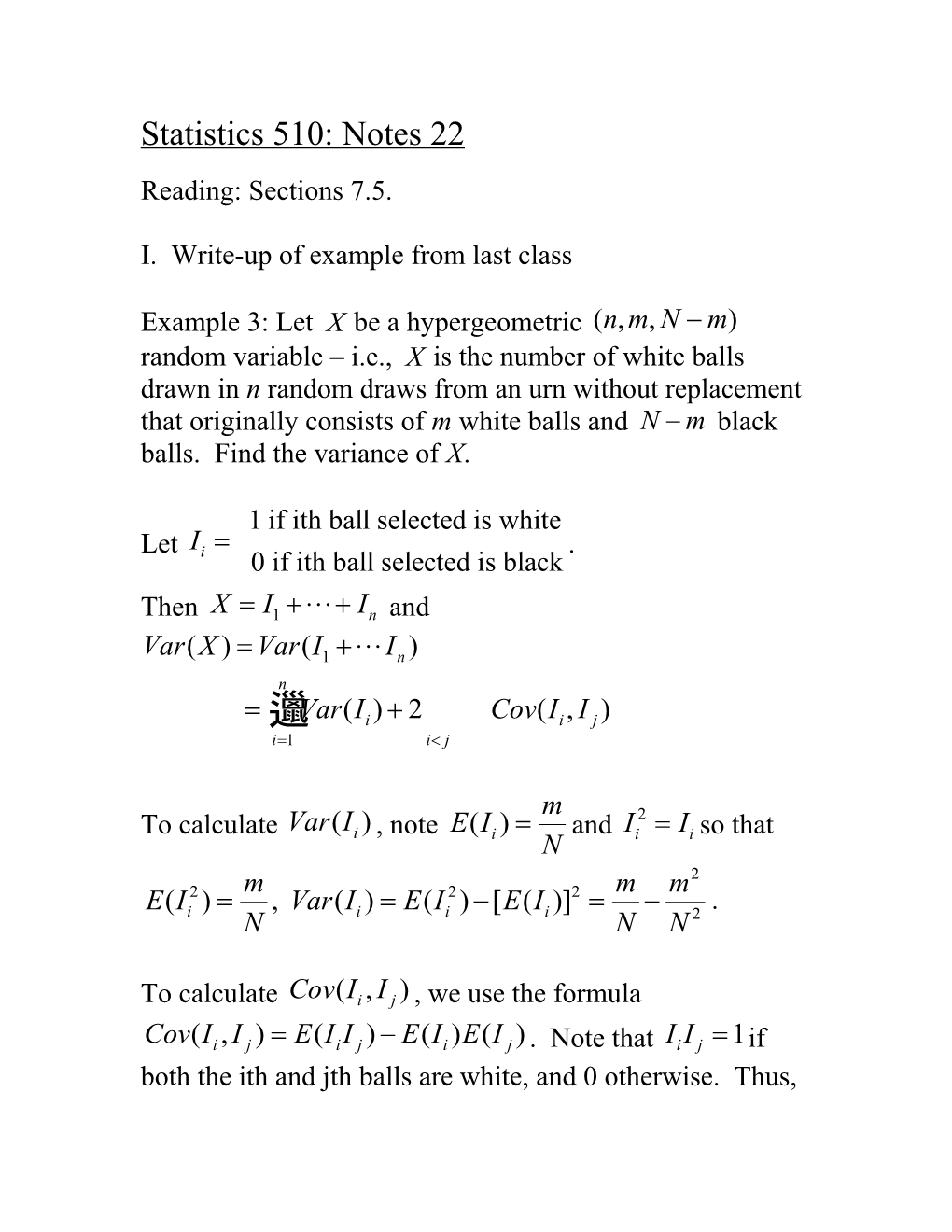 ORMAT Statistics 510: Notes 22