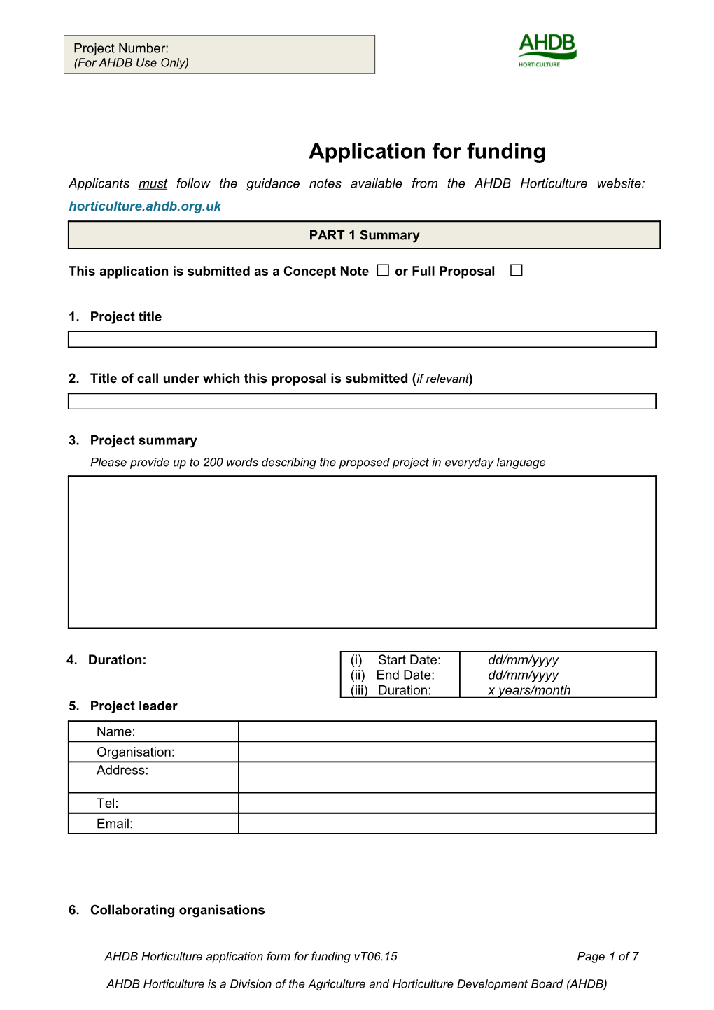 Application Form for Research Funding from HDC