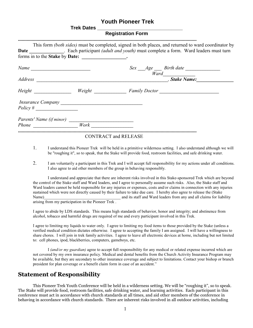 Sample Registration and Medical Form