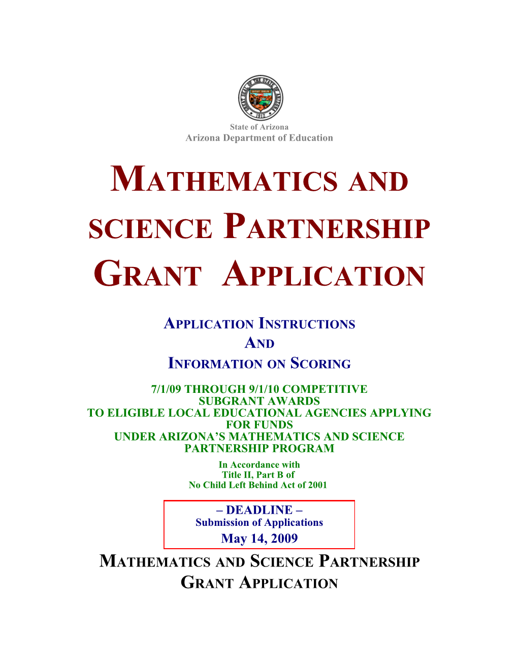 MSP Grant RFP - Application Instructions