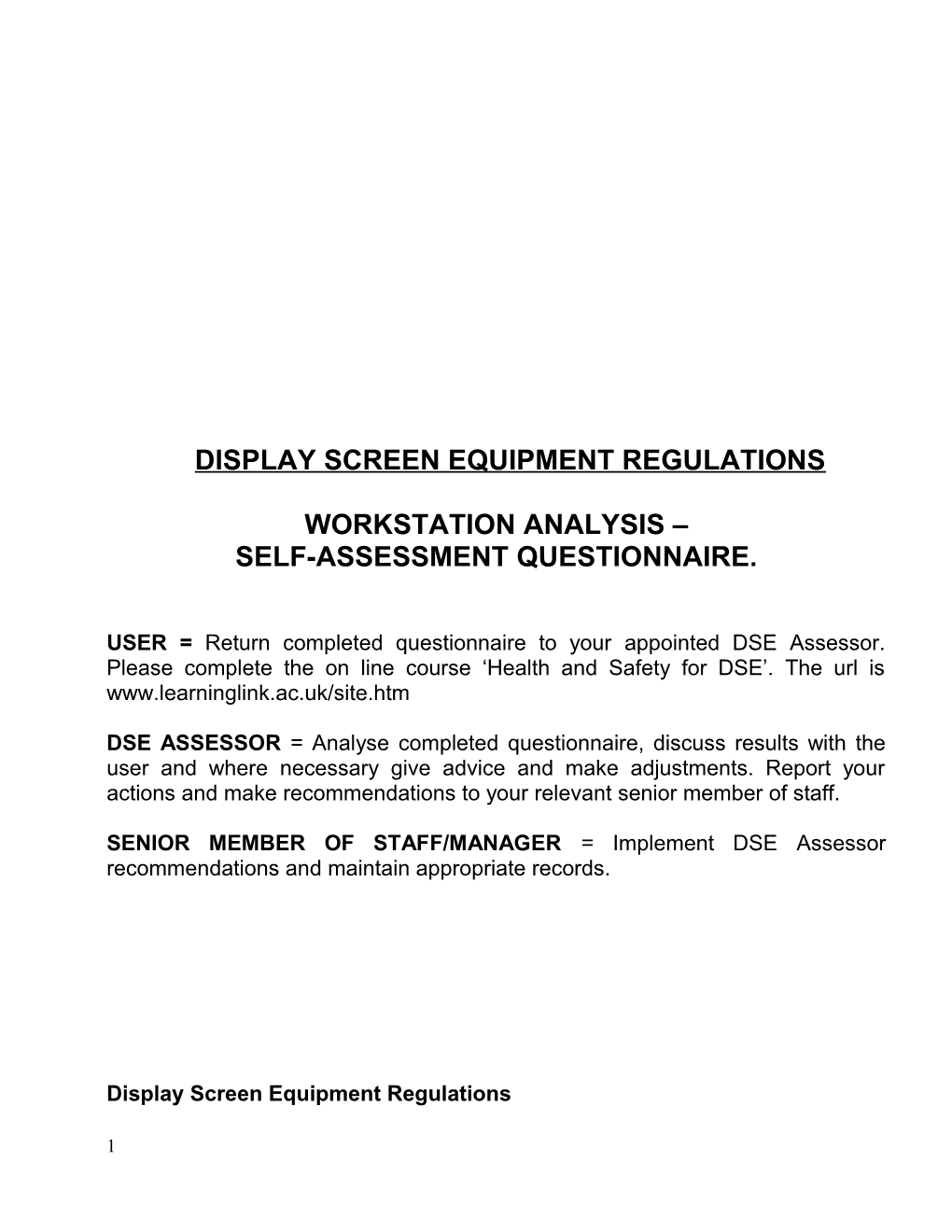 Display Screen Equipment Regulations