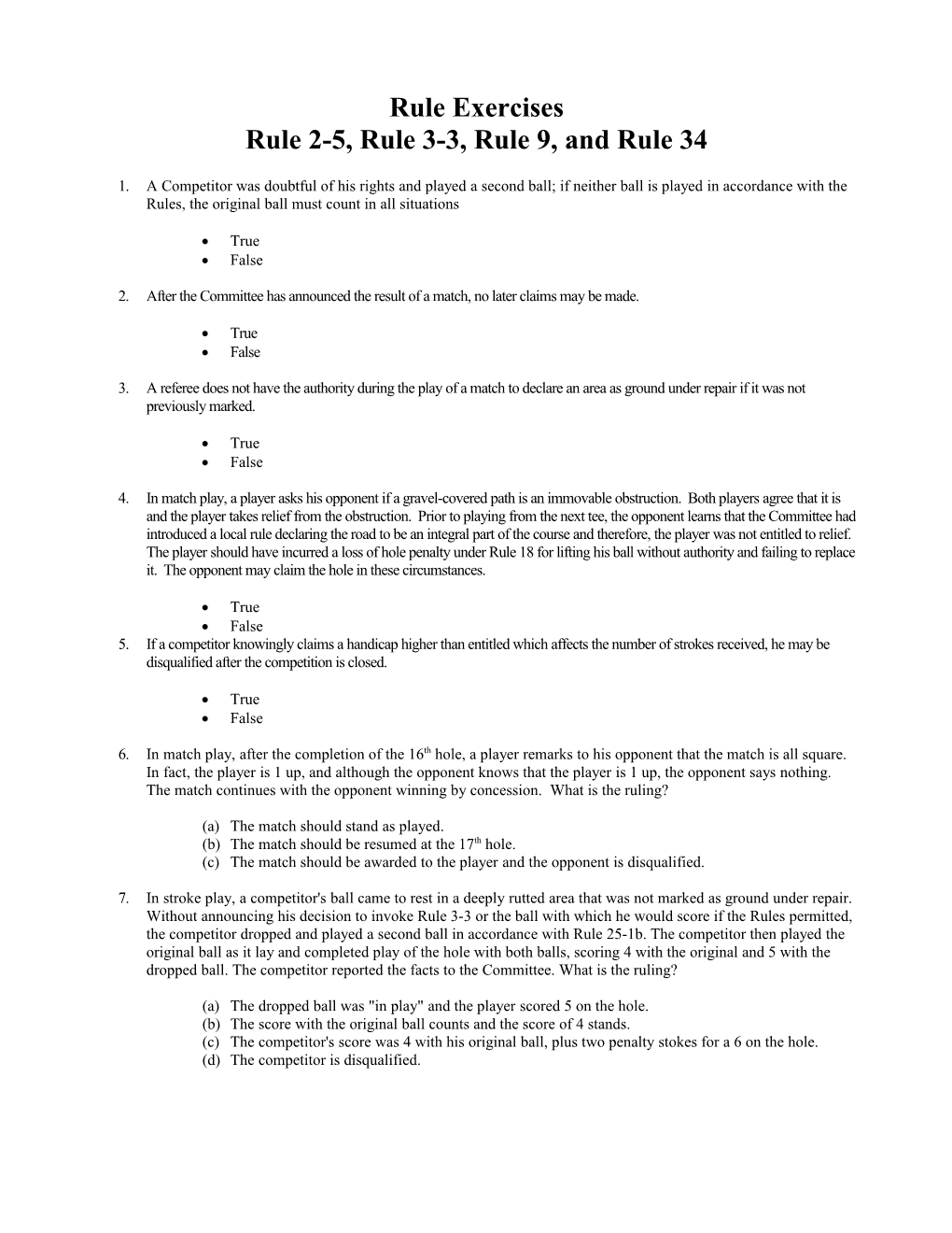 Rule Exercises Rule 2-5, Rule 3-3, Rule 9, and Rule 34