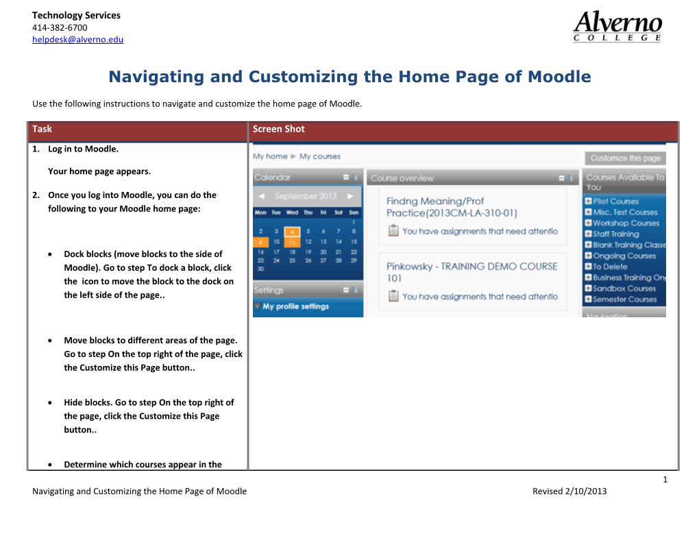 Navigating and Customizing the Home Page of Moodle