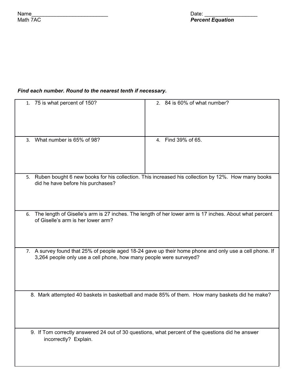 Find Each Number. Round to the Nearest Tenth If Necessary