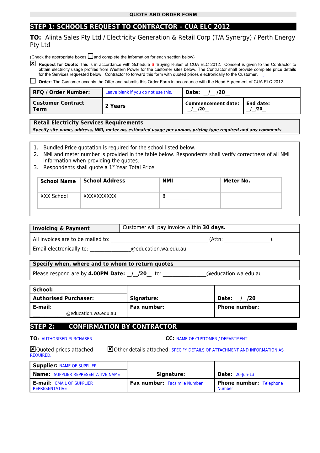 Pick and Buy (Or Quotation) Form