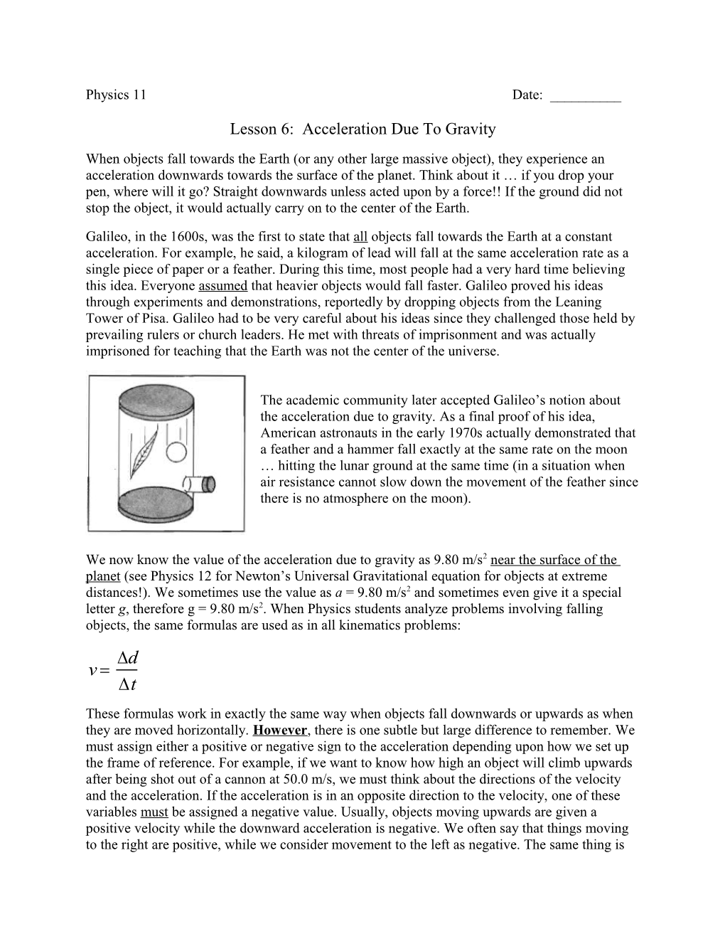 Introduction to Acceleration (Lab Activity)