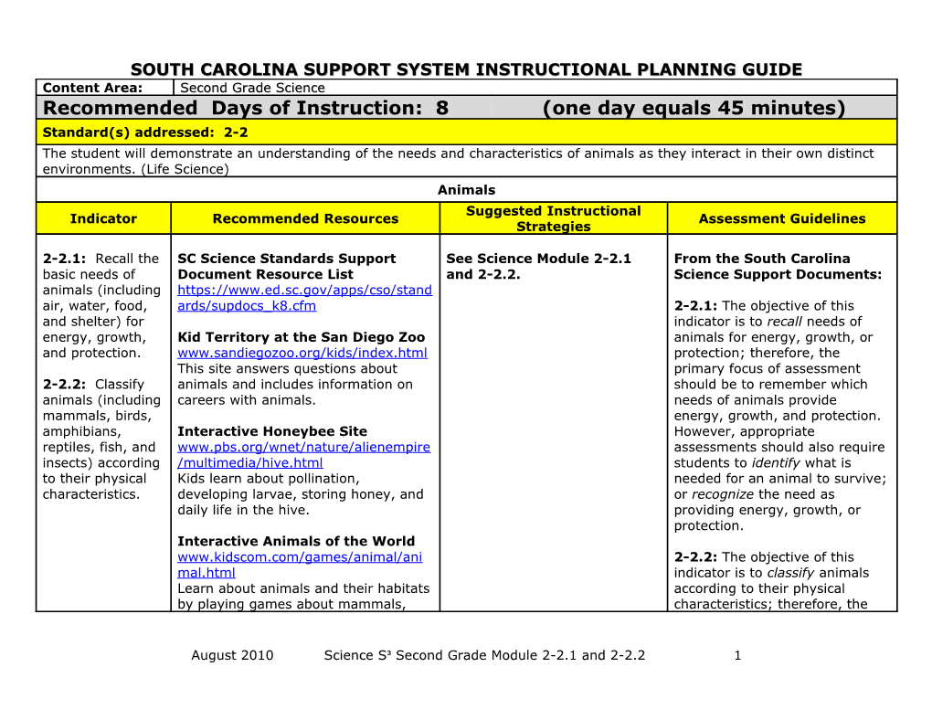 South Carolina Support System Instructional Planning Guide s4